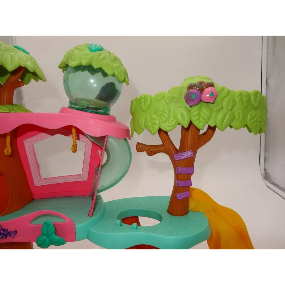 Littlest Pet Shop Treehouse Playset 2007 Hasbro Brown Pink Green Slide